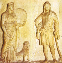 Cybele next to her lover Attis