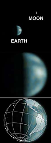 Earth/Moon as seen from Mars, 5/8/2003