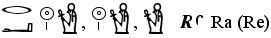 Hierglyphs for Egyptian sun god Ra (Re), creator of the universe