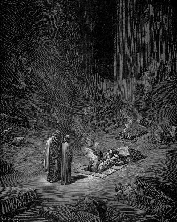 Gustave Dor (1832-1883) "Burning Graves: the Heresiarchs" artwork for Dante's Divine Comedy