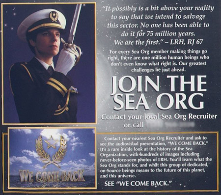 "Join the Sea Org" recruiting poster for Scientology
