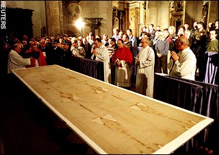 The Shroud of Turin on display in Torino (Turin) Italy